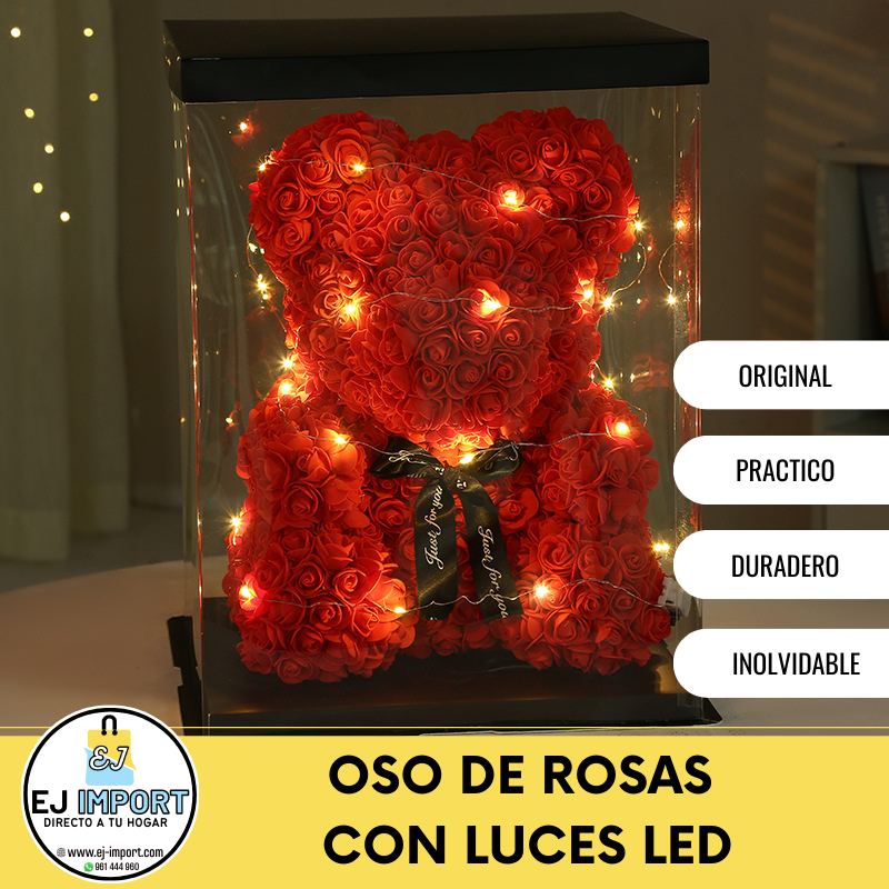 OSO DE ROSAS CON LUCES LED