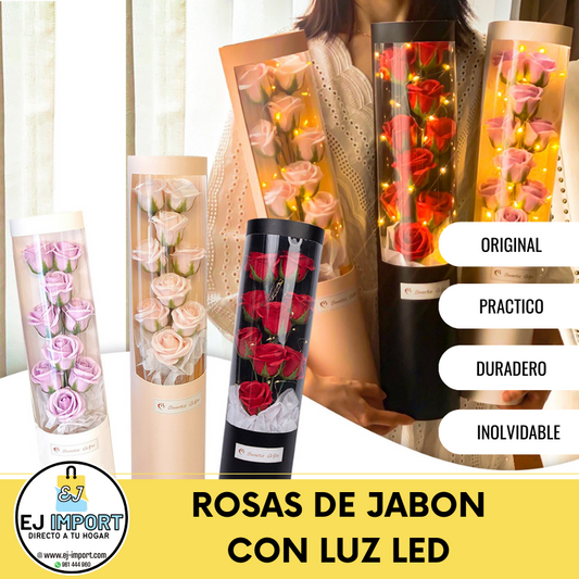 ROSAS DE JABON CON LUZ LED