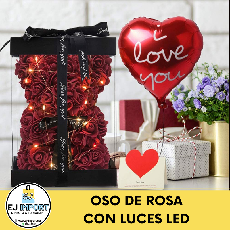 OSO DE ROSAS CON LUCES LED