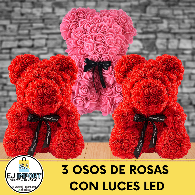 OSO DE ROSAS CON LUCES LED